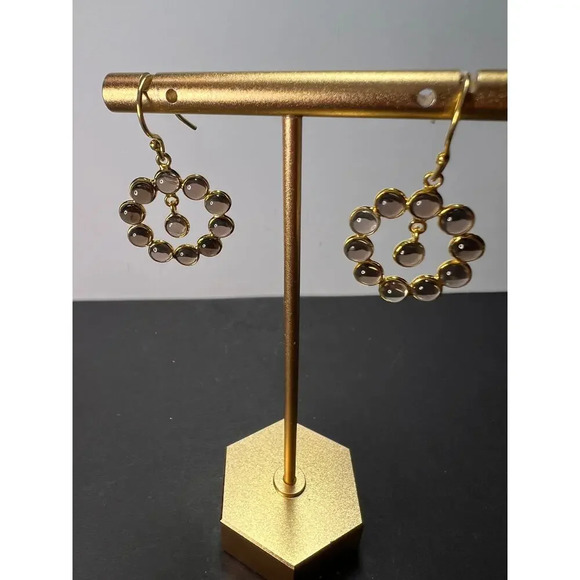 Smoky quartz drop earrings in gold over sterling silver - Picture 9 of 11